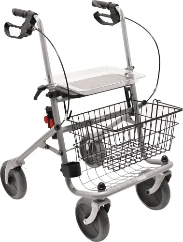 Rollator Cristallo PD-Bremse, anatomische Handgriffe, TPR-Bereifung, silber-metallic