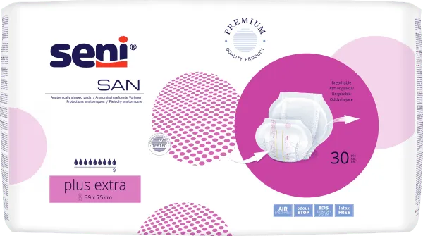 Inkontinenzvorlagen Seni San Plus Extra (1 Karton: 3 x 30 Stück)