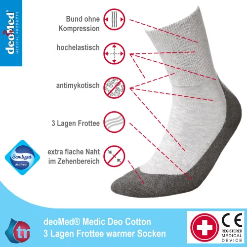 DeoMed Diabetikersocken Medic Deo Cotton Frottee