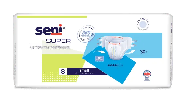 Inkontinenzhosen Seni Super Small, Hüfte 55 bis 80 cm (1 Karton: 4 x 30 Stück)