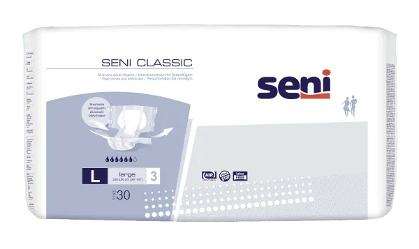 Seni CLASSIC Inkontinenzhosen L, Hüfte 100-150 cm (1Karton: 4 x 30 Stück)