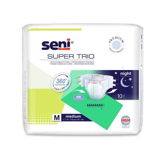 Inkontinenzhosen Seni Super Trio Medium, Hüfte 75 bis 110 cm (1 Karton: 6 x 10 Stück)