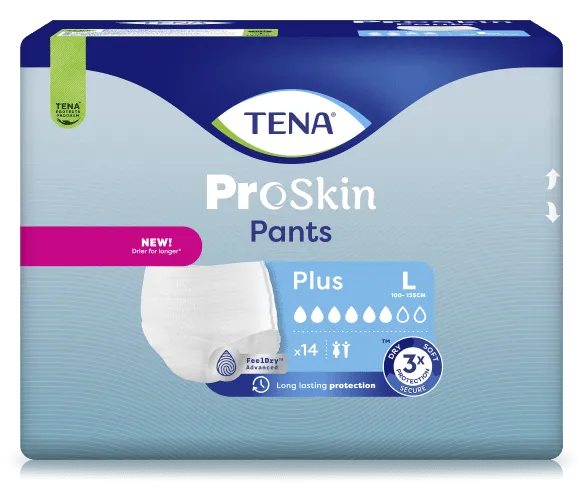 Einweghose TENA Pants PROskin Plus L Hüftumfang 100 bis 135 cm(1 Karton: 4 x 14 Stück)