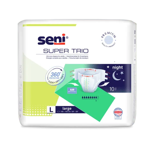 Inkontinenzhosen Super Seni Trio Large, Hüfte 100 bis 150 cm (1 Karton: 6 x 10 Stück)