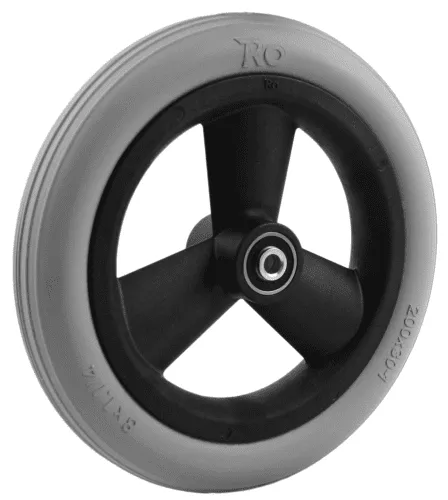Rad mit PU-Reifen 3 Speichen Nabenlänge 60 mm, schwarz/grau