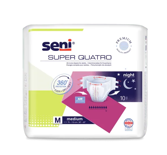 Inkontinenzhosen Super Seni Quatro Medium, Hüfte 75-110 cm (1 Karton: 6 x 10 Stück)