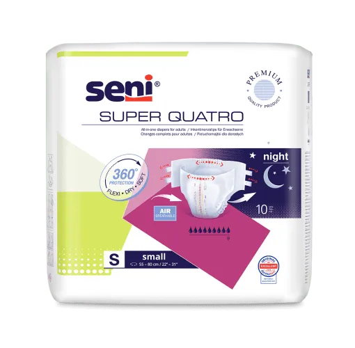 Inkontinenzhosen Seni Super Quatro Small, Hüfte 55-80 cm (1 Karton: 12 x 10 Stück)
