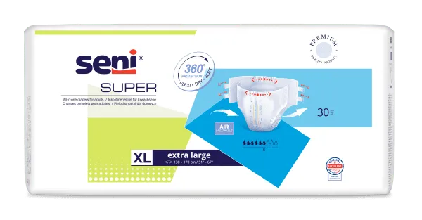 Inkontinenzhosen Seni Super Extra Large, Hüfte 130 bis 170 cm(1 Karton: 4 x 30 Stück)