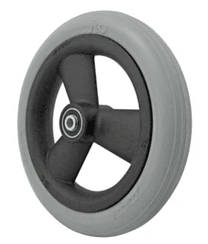 Rad mit PU-Reifen 3 Speichen Nabenlänge 46 mm, schwarz/grau