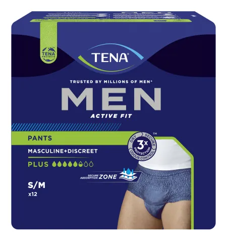 TENA men active Fit Pants Plus S/M, Hüfte 75-105 cm (1Karton: 4 x 12 Stück)