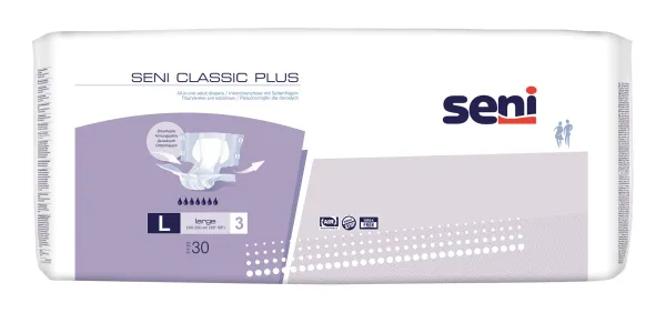 Seni CLASSIC Plus Inkontinenzhosen L, Hüfte 100-150 cm (1 Karton 3 x 30 Stück)