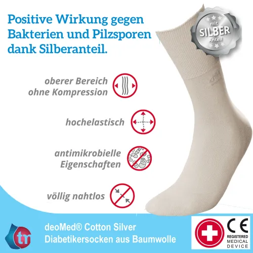 Socken DeoMed Cotton Silver